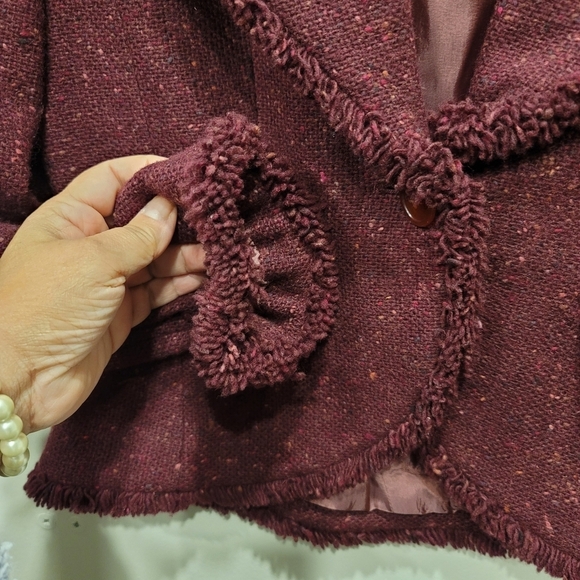 Italian Designer Erreuno Vintage Wool French Style Bouclé Blazer - Sz 44 EU - Picture 4 of 9